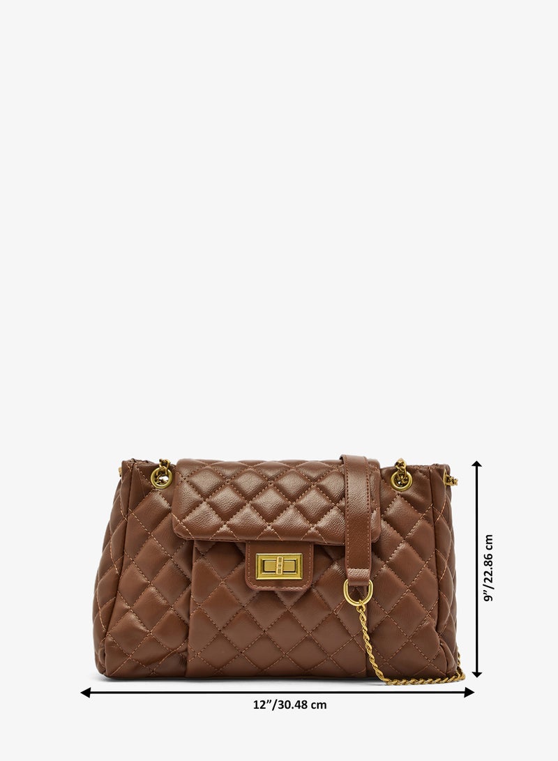 ايلا حقيبة ساتشيل مزينة بسلسلة ذهبية بتفاصيل مبطنة - Image 5